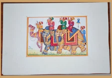 Moghul King Procession Scene Original Natural Color Miniature Painting India