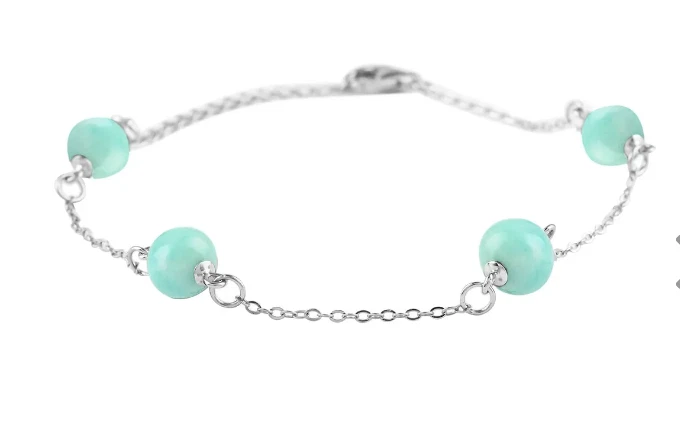 Amazonite Station Bracelet in Rhodium Over Sterling Silver (7.50-9.0In) 18.50 ct - Image 2 of 3