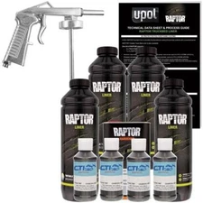 UPOL Raptor Charcoal Metallic Urethane SprayOn TruckBed Liner W/Free SprayGun 4L