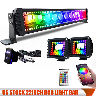 22'' LED LIGHT BAR RGB Color Changing Chasing Strobe Remote Control US Stock
