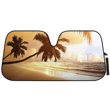 Beach Sunset Insulated Auto Sun Shade Front Windshield Window Car Tuck SUV