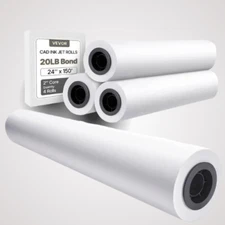 24" x 150ft Plotter Paper 4 Rolls CAD & Engineering
