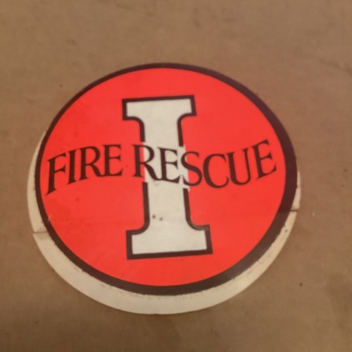 Vintage 1970s or so bright color Fire Rescue decal