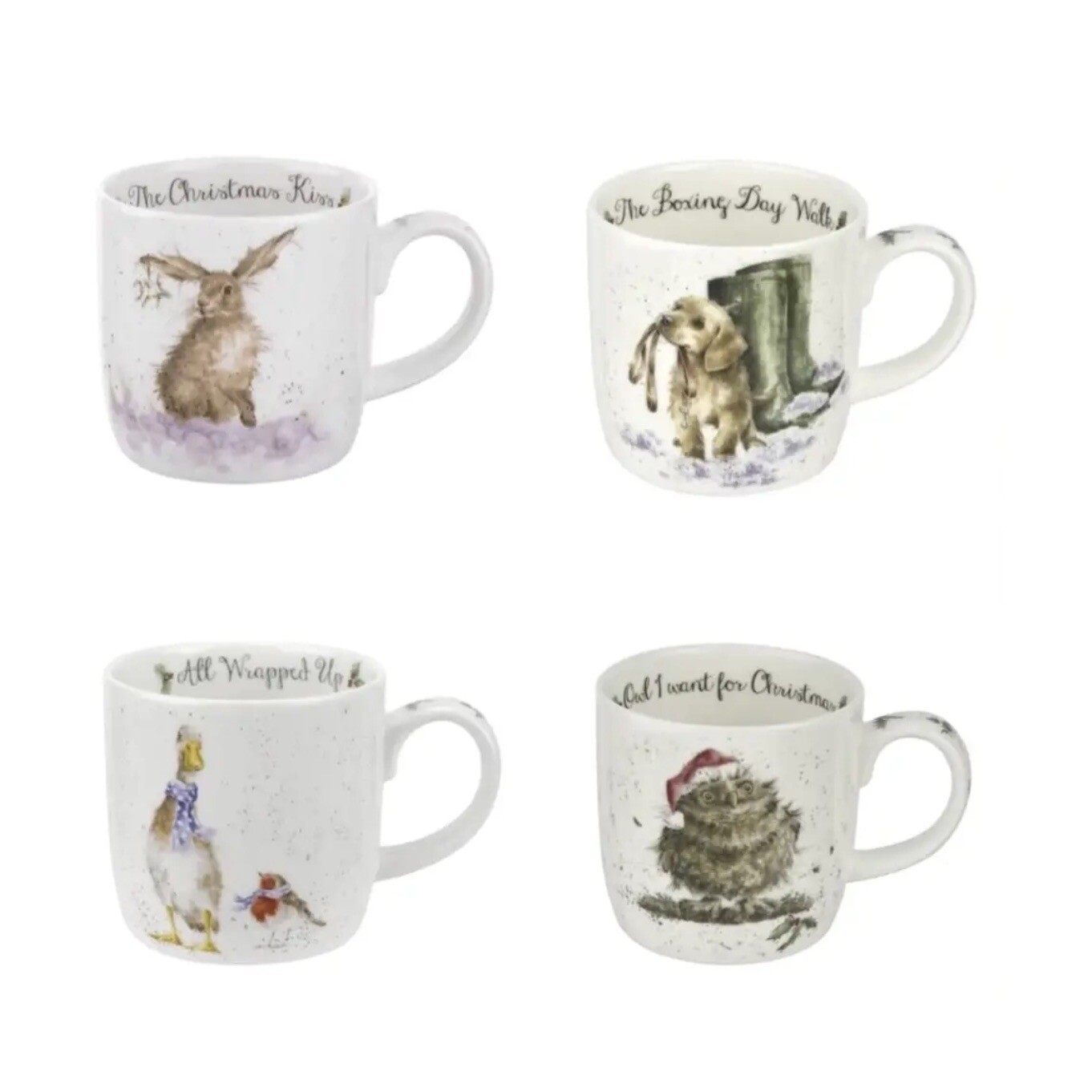 PORTMEIRION ROYAL WORCESTER WRENDALE DESIGNS SET OF 4 MUGS ANIMAL GIFT