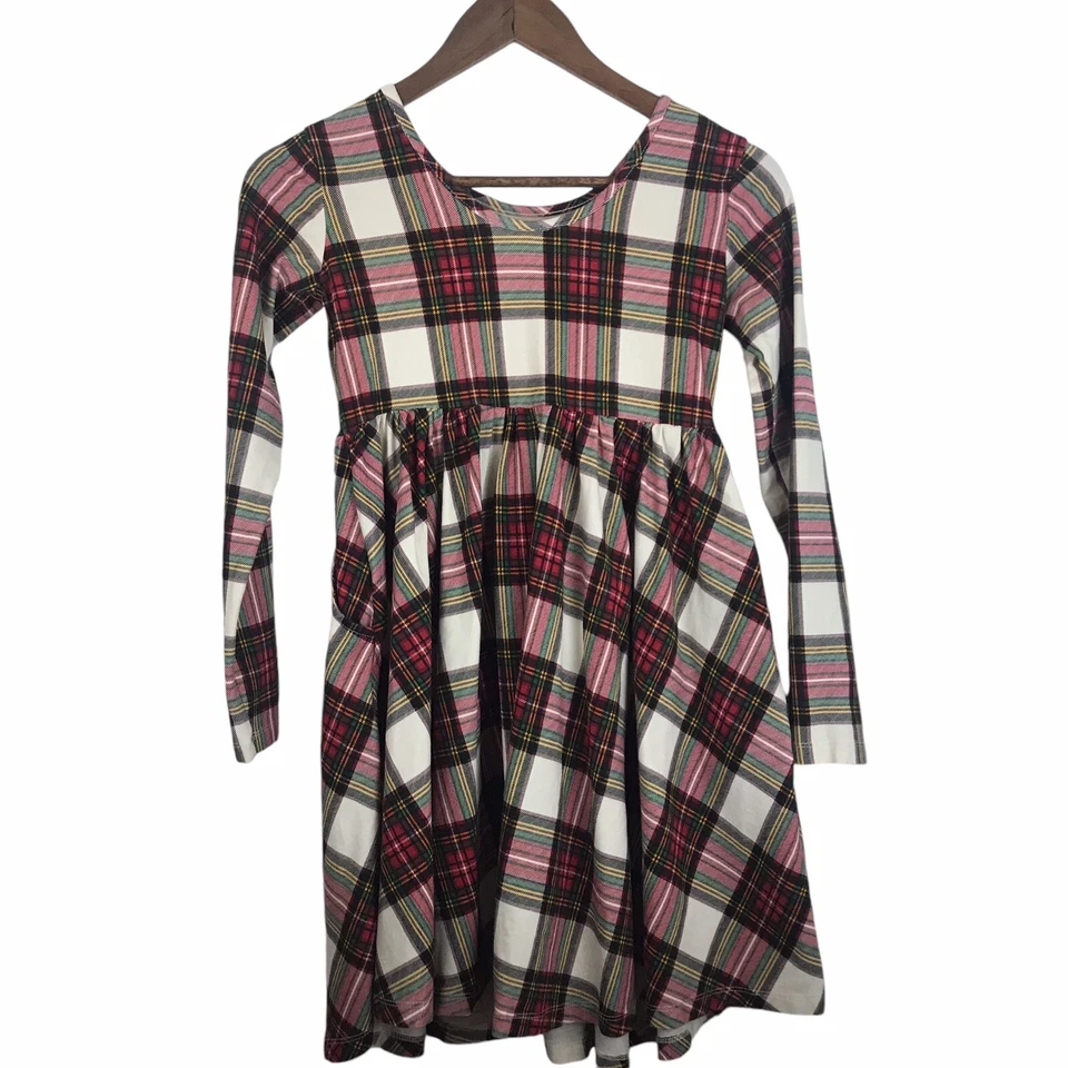Vestido xadrez de flanela Hanna Andersson vermelho 140 meninas dos EUA 10 ajuste manga longa alargamento - Imagem 4 de 4