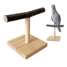 T Shape Bird Perch Stand, Natural Wood Bird Cage Perch For Budgie, Finch, Parrot