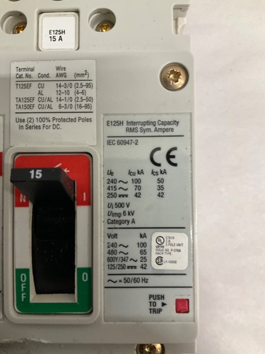 Interruttore industriale Eaton EGH3015FFB E125H 15A - Foto 4 di 5