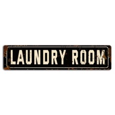 Laundry Room Dark Rustic Street Sign - 18x4 Inch Metal Home Decor