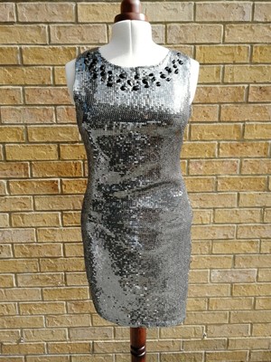 towie black and silver sequin wrap dress