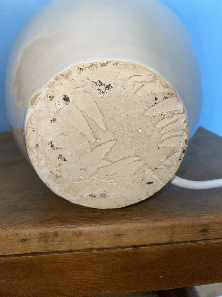 Primitive White Glazed Table Lamp with Handles - Image 3 of 4