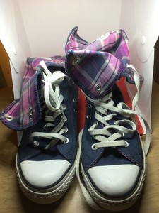 purple plaid converse