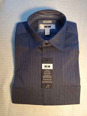 Joseph Abboud Size M Cotton Navy Blue Black Stripe Non-Iron/Stretch NWT