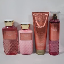 NEW Bath & Body Works CHAMPAGNE TOAST Set of 4: Shower Gel Lotion Cream Mist