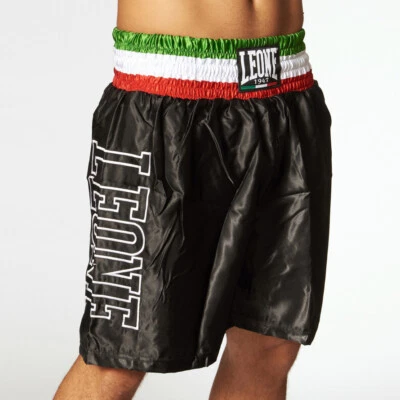 Leone 1947 Pantaloncino Boxe con cintura tricolore in satin, Unisex - 01 (Nero)