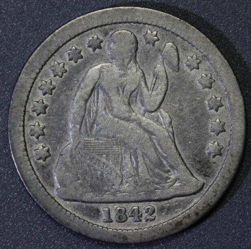 1842 10¢ Seated Liberty Dime VF