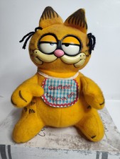 Vintage Garfield Talking Gourmet Plush Lasagna Bib Pull String Eyes Move 1981 9  