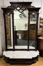 Substantial Beautiful Mirrored Hall Stand / Entry Stand With Marble Base