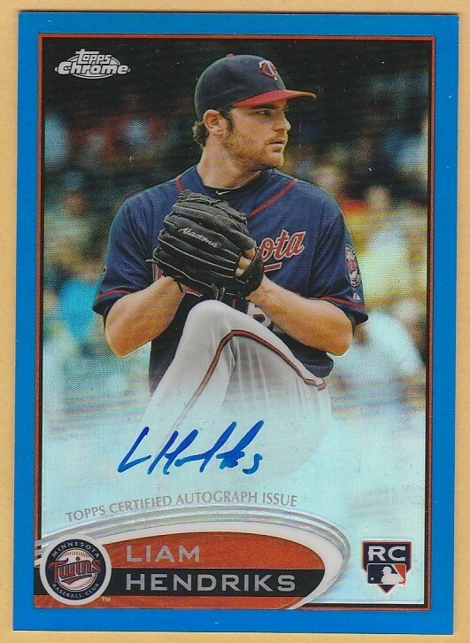 2012 TOPPS CHROME LIAM HENDRIKS CERTIFIED AUTOGRAPH BLUE REFRACTOR ROOKIE /199