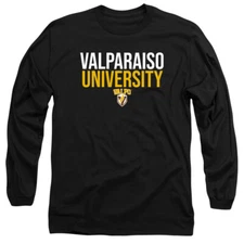 Valparaiso University Adult Long Sleeve T-Shirt Stacked, Black, S-3XL