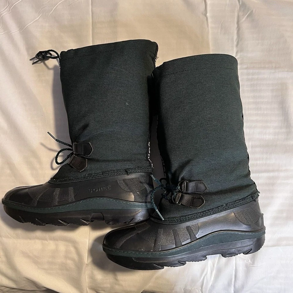 Sorel Lined Winter Snow Boots youth Size 6 Green Liners Lace Front - Image 4 of 4