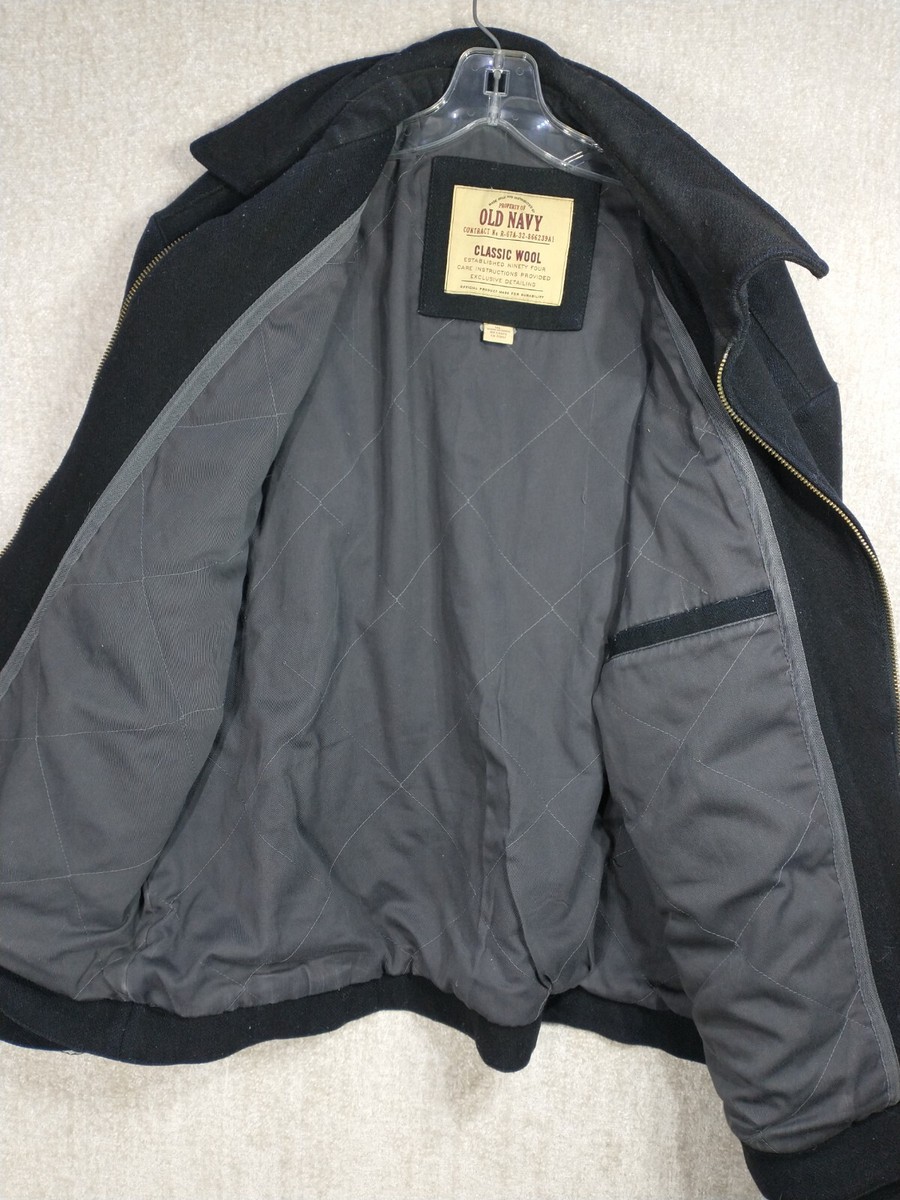 Old Navy Mens Sz XL Black Classic Wool Full Zip Bomber Old Navy Mens Sz XL Black Classic Wool Full Zip Bomber
