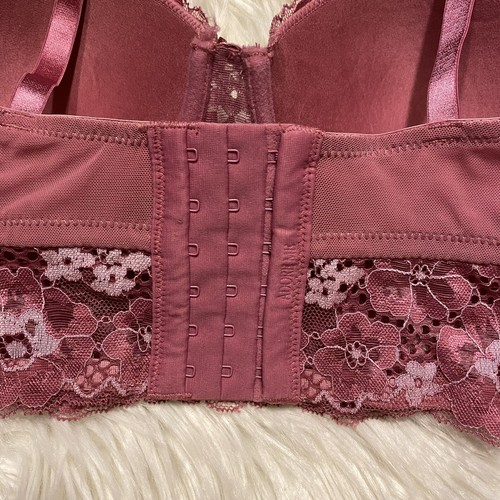 Adored By Adore Me 36D Bra Pink Floral Lace Longline Underwire Back Closure - Picture 5 of 7