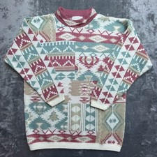 Vintage Jessica Roberts Sweater Womens Large 90s Aztec Cabincore Ski Christmas
