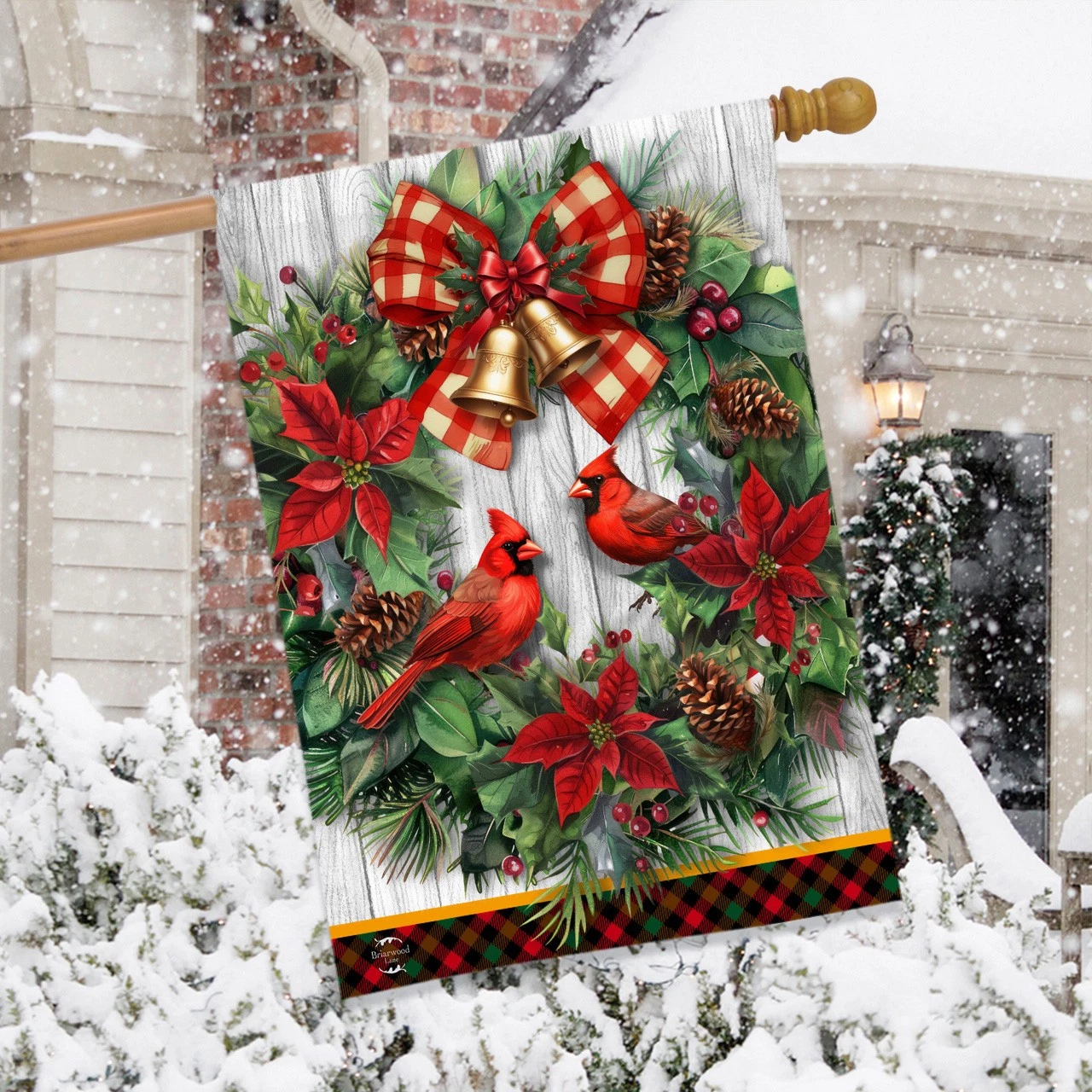 Briarwood Lane Cardinal Wreath House Flag