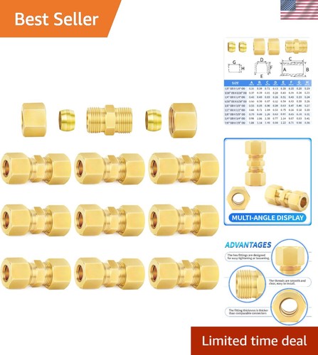 Brass Compression Tube Fitting, 3/16" OD x 3/16" OD Compression Union Connect...