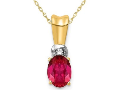 2/3 Karat (ctw) natürlicher Rubin Solitär Anhänger Halskette in 14K Gelbgold