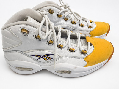 Reebok Question Mid Yellow Toe FX4278 Men s Size 11 White Yellow Iverson Shoes