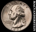 1951 Silver Washington Quarter - Choice Gem Brilliant Unc++++  Lustrous  #K189