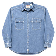 Levi's Blue Button Shirt LS Mens Cotton 80s White Label Size Large vintage