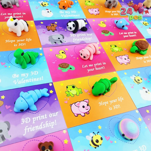 24 Pack 3D Animal Valentines Cards for Kids School Party Favors & Gifts ...
