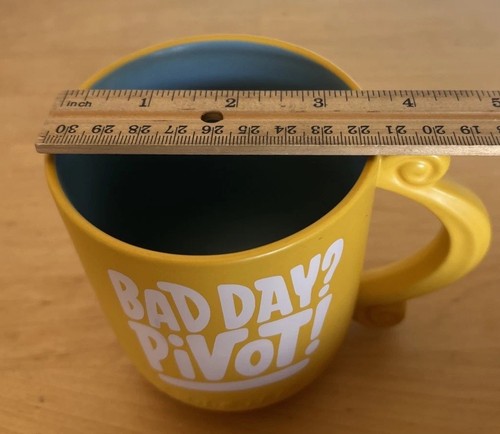 Friends Sculpted Coffee Mug "Bad Day? Pivot!" Yellow Blue 19 oz Hallmark - Picture 7 of 8