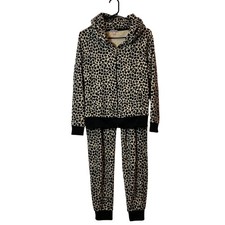 Juicy Couture Velour Leopard Print Tracksuit Hoodie Pants Set Size S