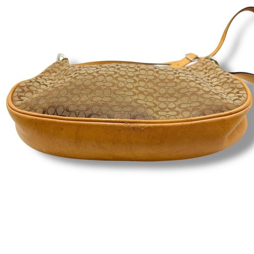 COACH Bolso de Hombro Cartera Firma Lona Cuero Beige Camel Auténtico - Imagen 10 de 24