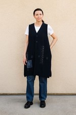 Blue Fish USA 1996 Lagenlook KNIT Cardigan Tunic Dark Navy One Size