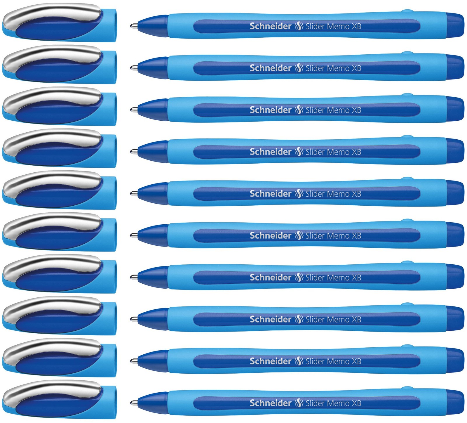 Stylo bille bleu Slider Memo XB Schneider avec capuchon pour ecriture fluide