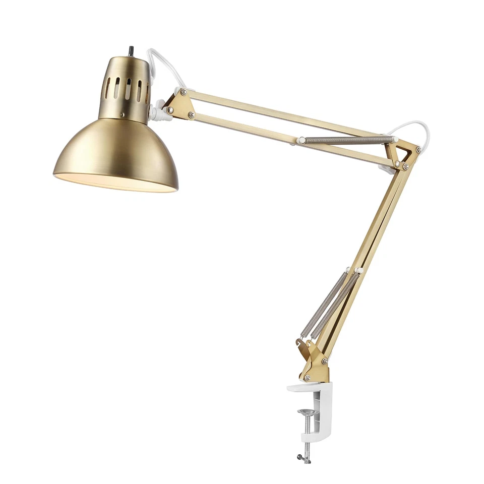 电动 62000010 32 英寸多接头台灯带金属夹,哑光黄铜,Wh... — 第 4/4 张图片