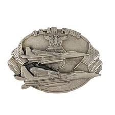 US Air Force Belt Buckle Military Jet Fighter Pilot Vtg 80s Bergamot
