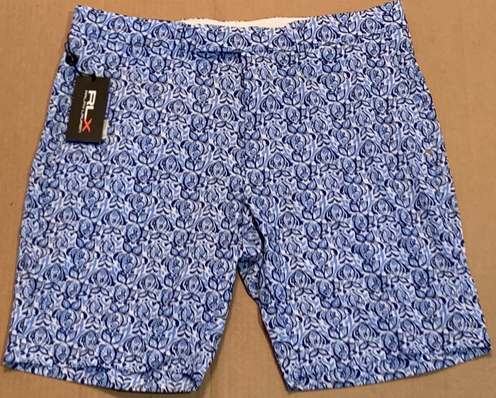 NWT $115 Polo Golf Ralph Lauren Shorts Tailored Fit Blue Repeating Fish Size 42