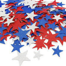200 PCS Red White Blue Glitter Foam Star Stickers   3 Sizes Self-Adhesive Foam S