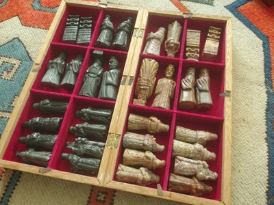 Vintage Korean Soapstone Folding Chess Set - Pieces Never Used