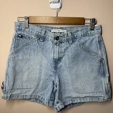 Vtg Tommy Hilfiger Jean Shorts Women's Size 4 Carpenter Light Wash Y2K