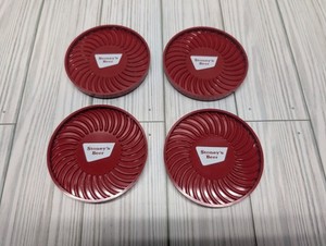 Stoney's Beer Red Plastic Coasters Lot, Breweriana Bar Drinkware Coaster Set