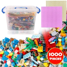Liberty Imports 1000 PCS Bucket of Mini Building Bricks Playset with Base Pla...