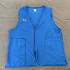 Walmart Associate Vest Mens Medium Blue Mesh Zip Front Work Uniform Retail