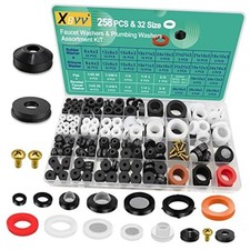 32 Size 258 PC Faucet and Plumbing Rubber Washers Assortment Kit for 258 PCS