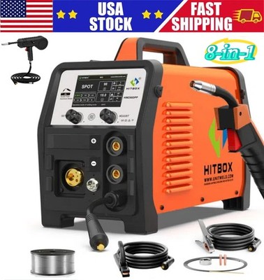 8In-1 MIG Welder MIG/TIG/MMA/Stick Welder Double pulse Weld Aluminum+Spool Gun